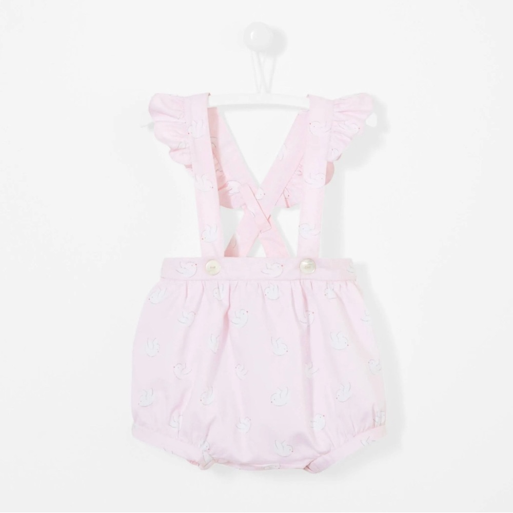 Jacadi Girls' Bird-Print Shorts with Suspenders
